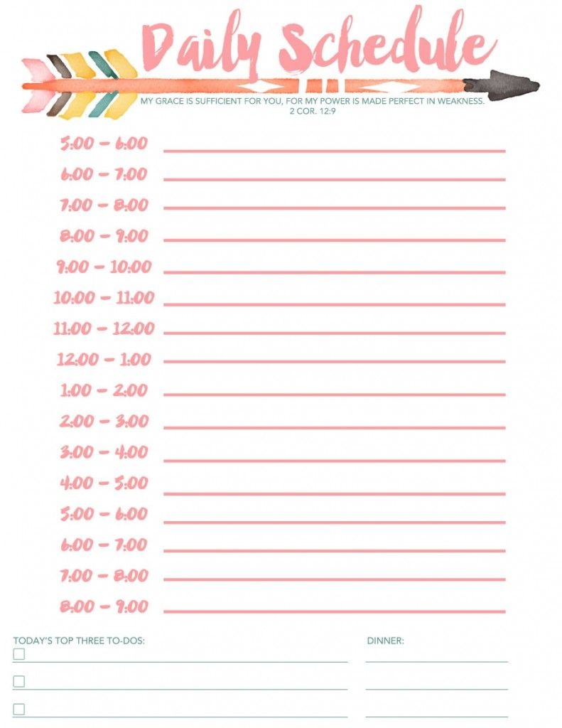 Daily Schedule Free Printable | Planners &amp;amp; Bullet Journals | Daily - Free Printable Daily Schedule