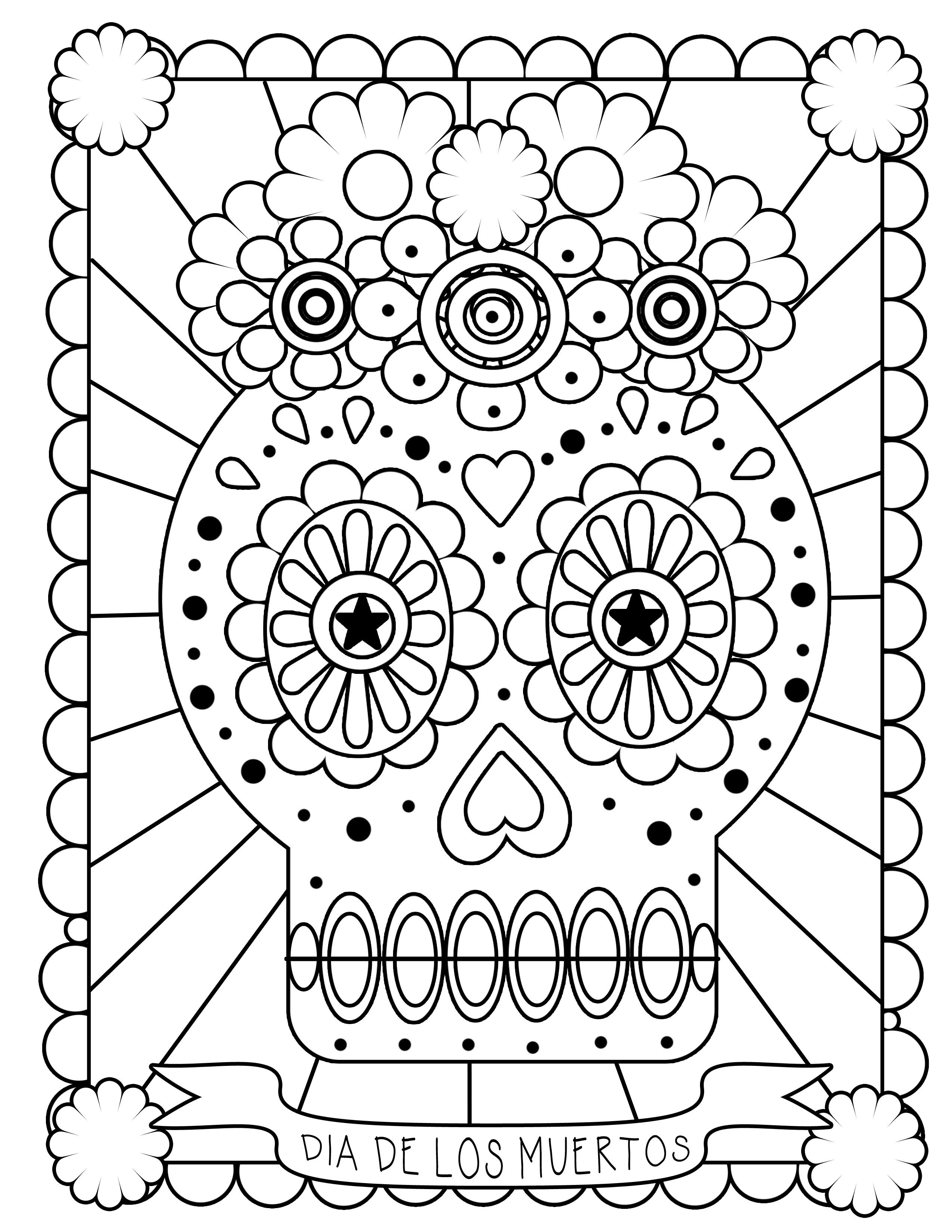 Day Of The Dead Coloring Pages Free Printable Day Of The Dead - Free Dia De Los Muertos Printables