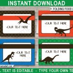 Dinosaur Theme Food Labels | Place Cards | Dinosaur Birthday Party   Free Printable Dinosaur Labels
