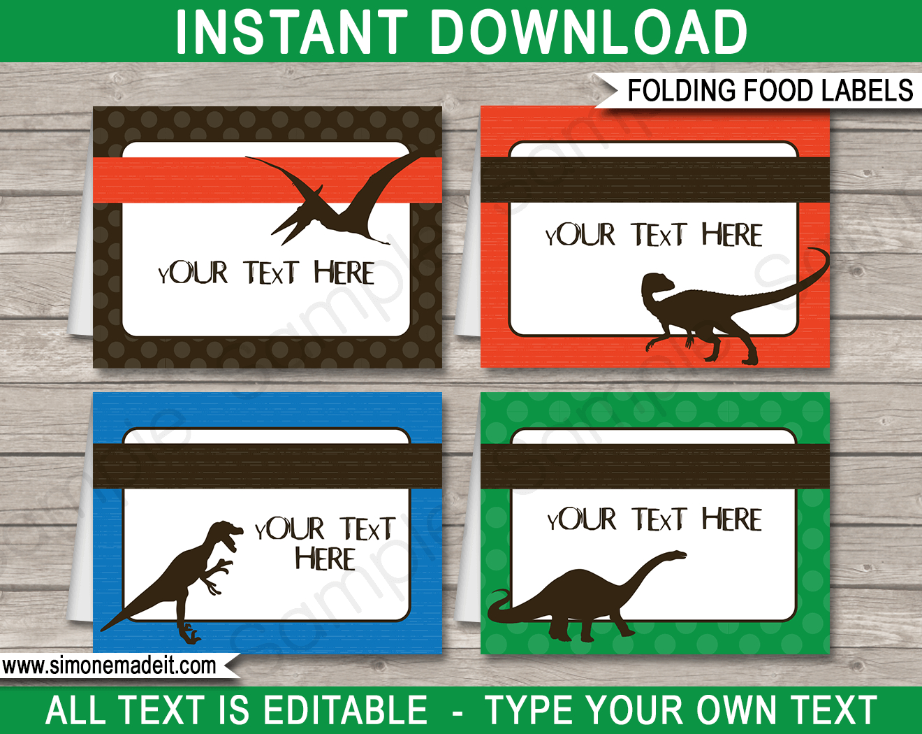 Dinosaur Theme Food Labels | Place Cards | Dinosaur Birthday Party - Free Printable Dinosaur Labels
