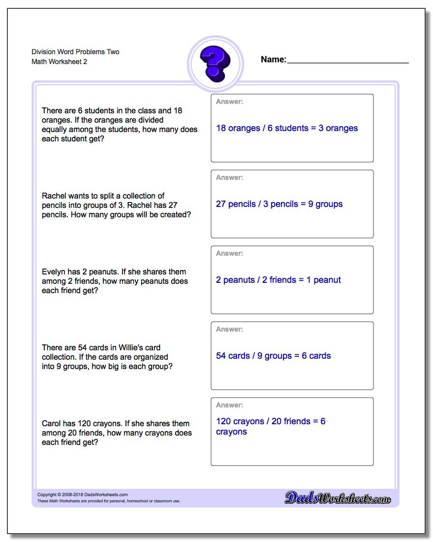 Division Word Problems - Free Printable Division Word Problems Worksheets For Grade 3