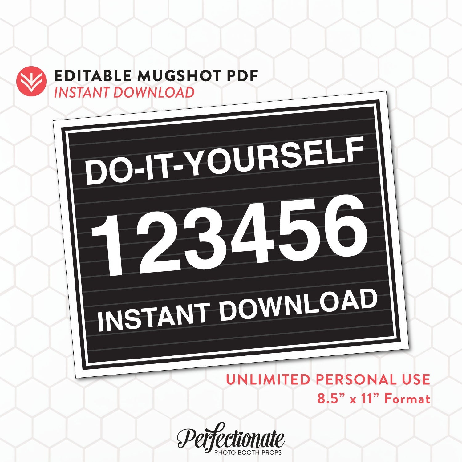 Diy Mugshot Sign Mugshot Template Unlimited Personal Use | Etsy - Printable Mugshot Sign Free