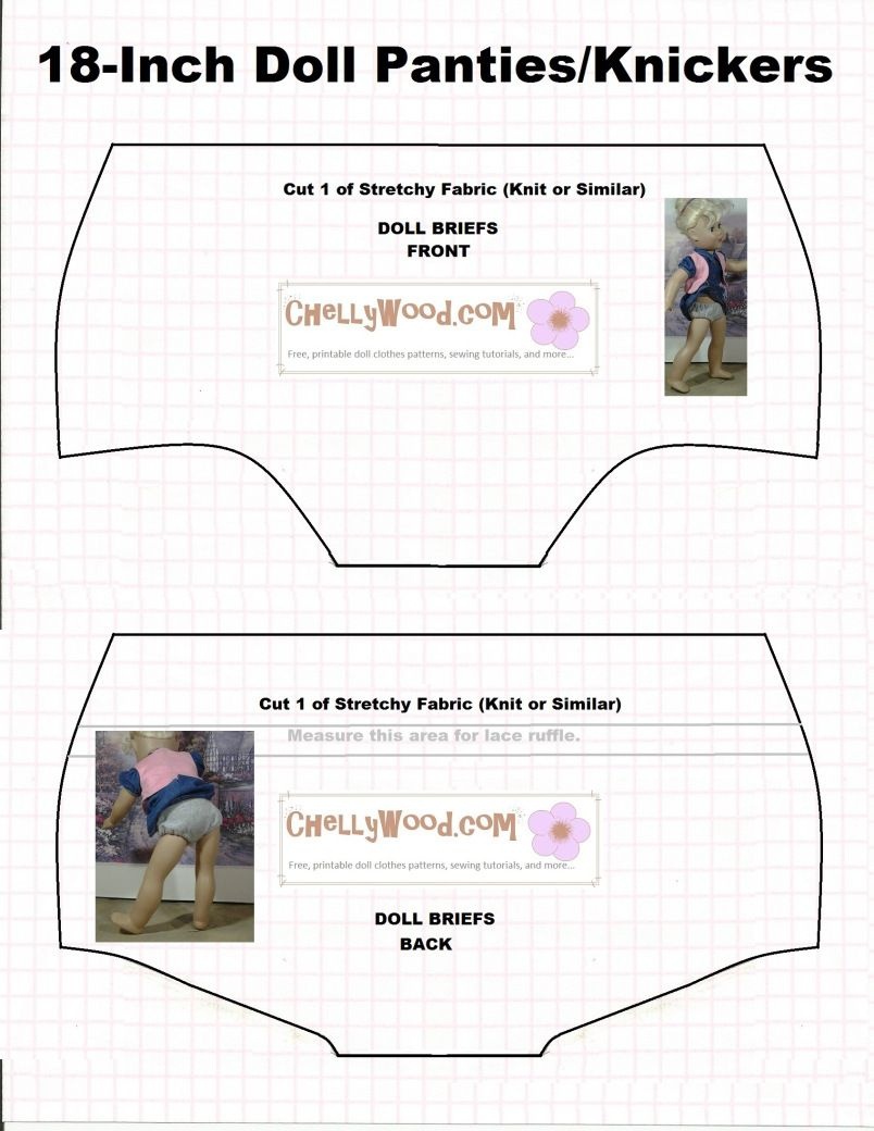 Doll Underwear Pattern (Briefs) To Fit 18 Inch Dolls Like American - American Girl Clothes Patterns Free Printable
