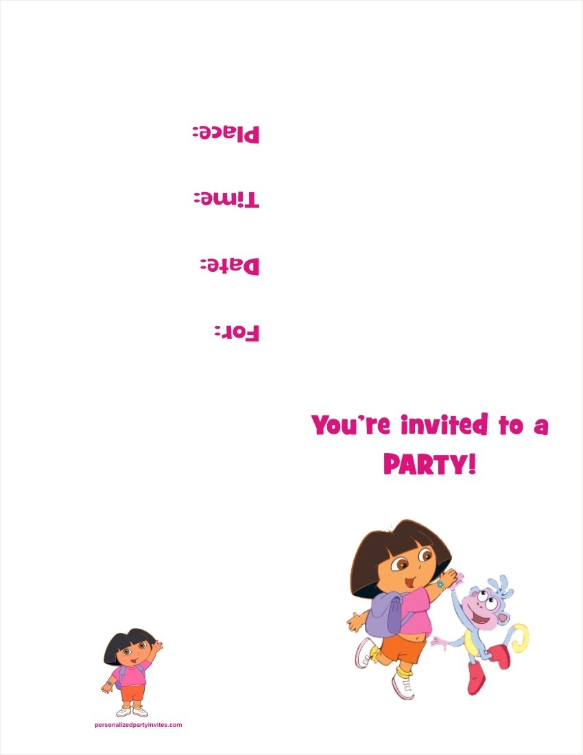 Dora The Explorer Free Printable Birthday Party Invitation - Free Dora Party Printables