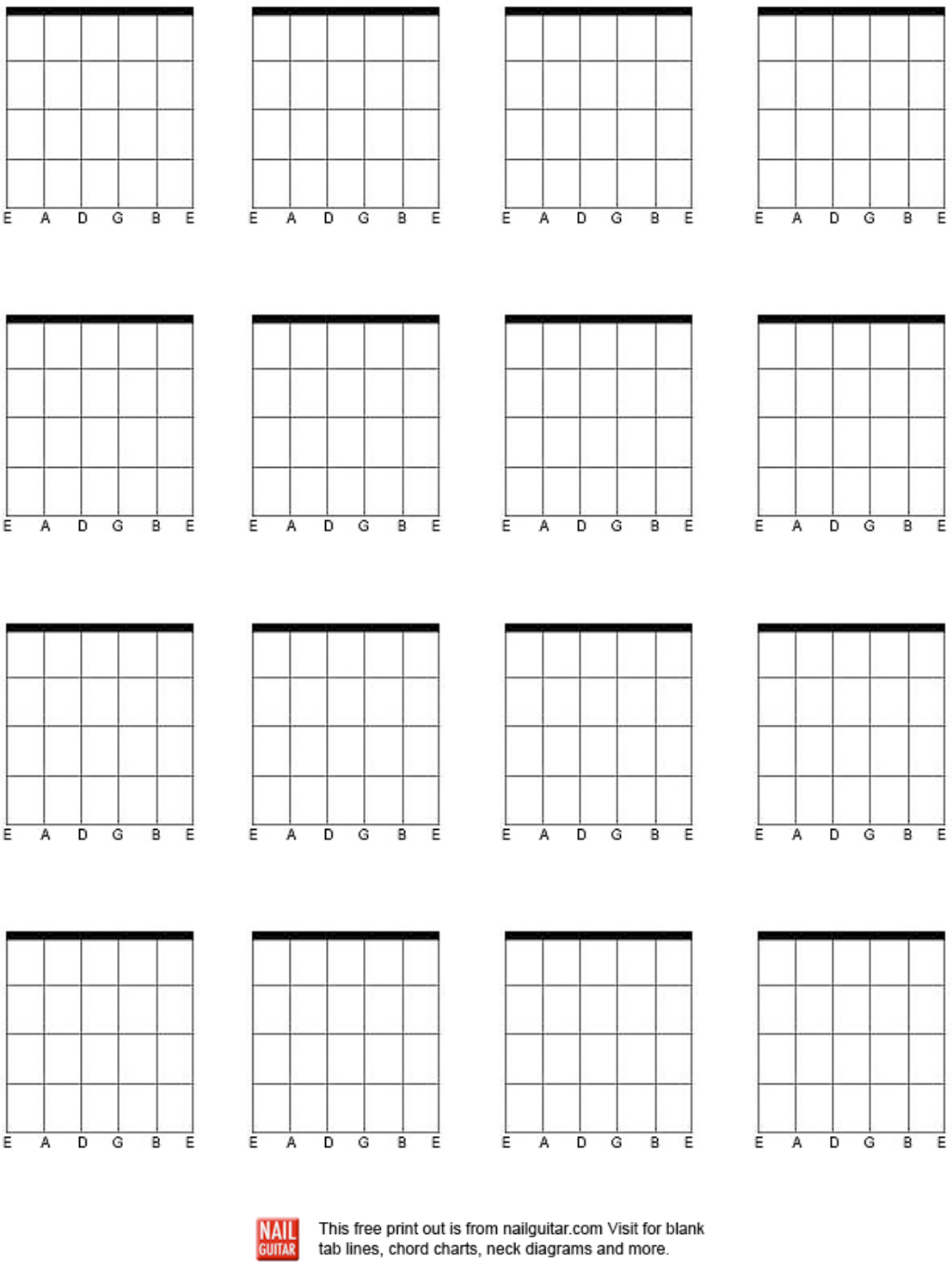 Printable Blank Guitar Chord Chart