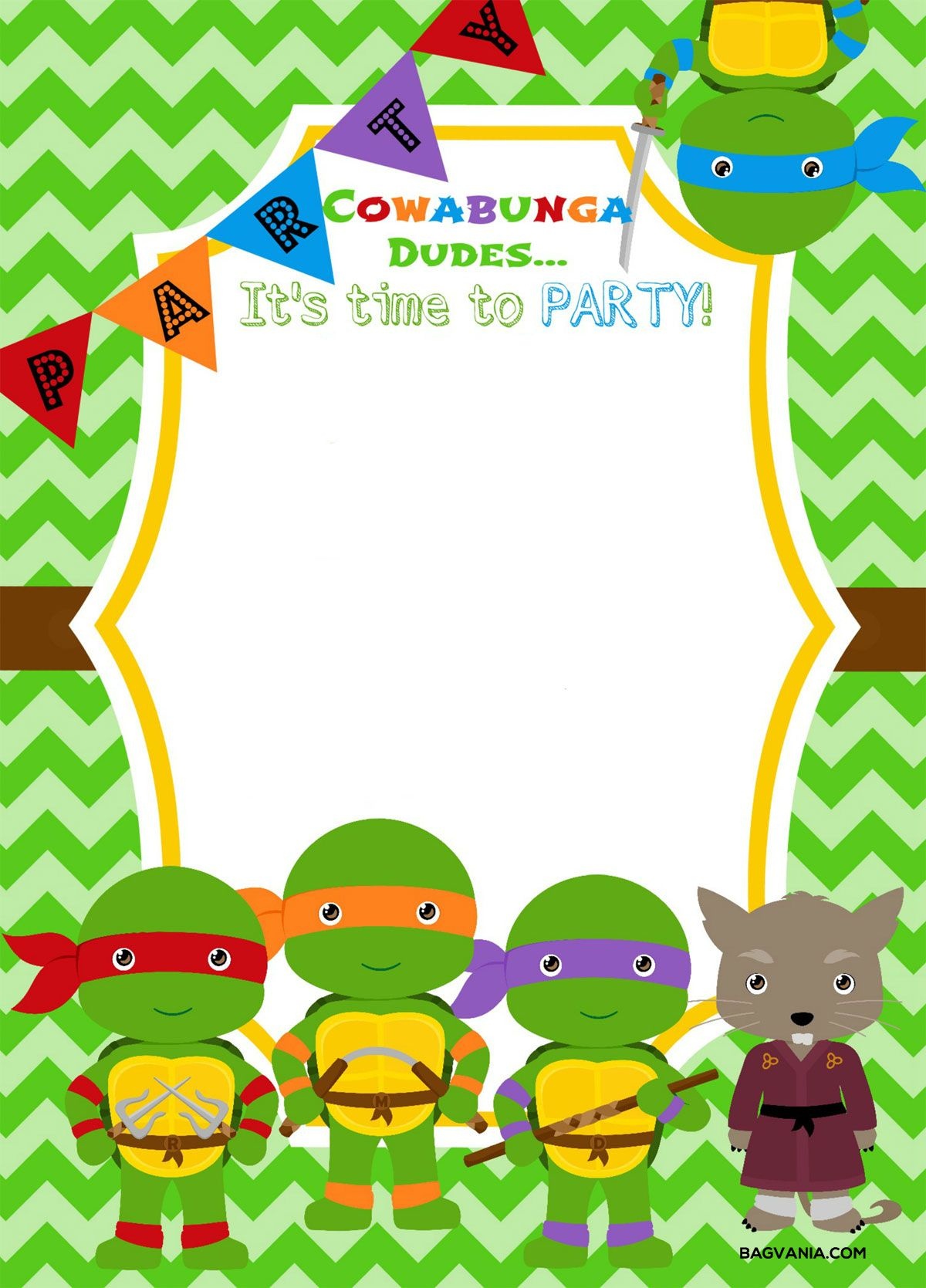 Download Now Free Printable Ninja Turtle Birthday Party Invitations - Free Ninja Turtle Printables