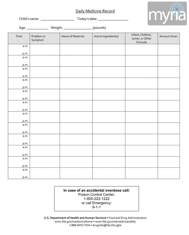 Free Printable Daily Medication Schedule