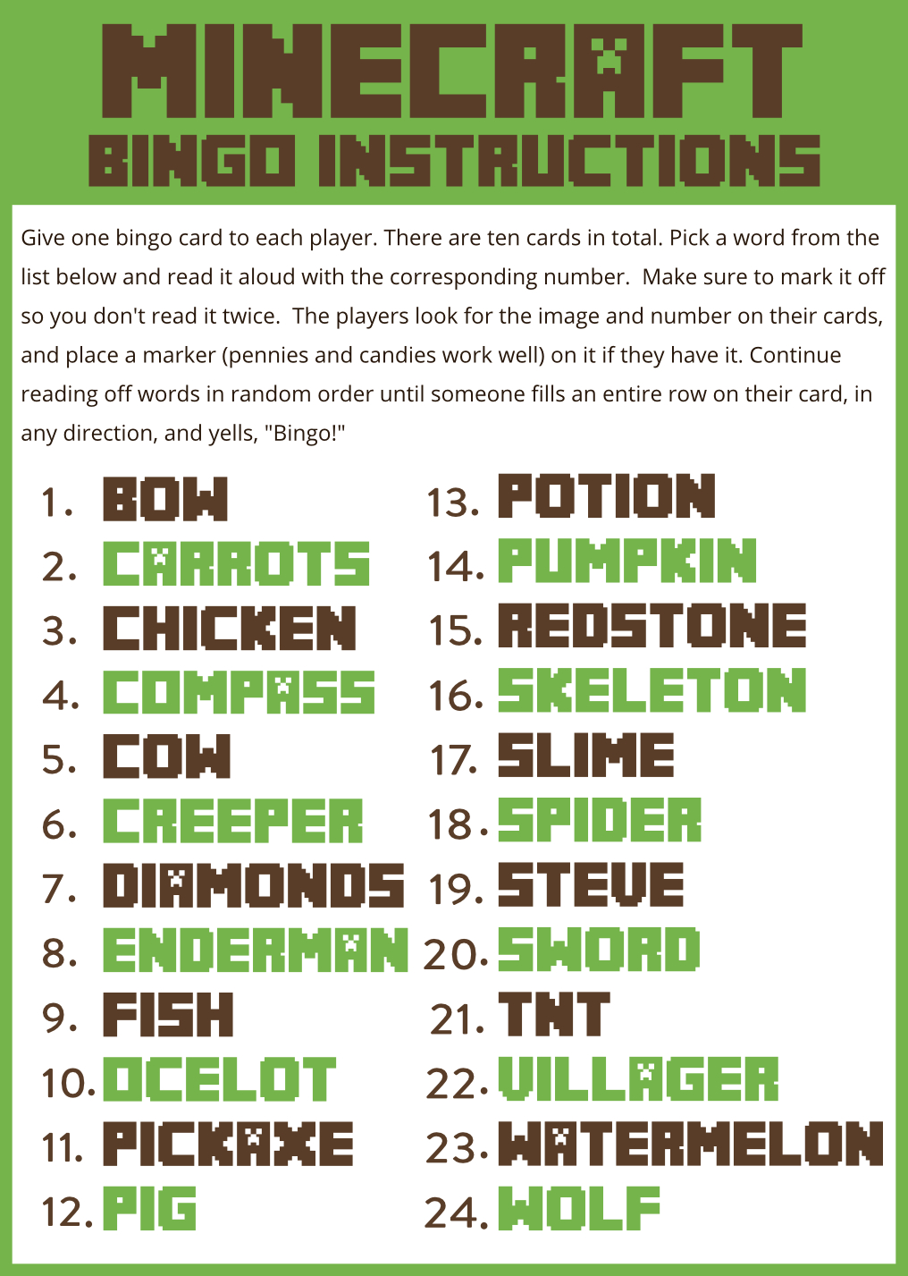 Download This Awesome Minecraft Party Game - Free Printable Bingo - Free Printable Minecraft Bingo Cards