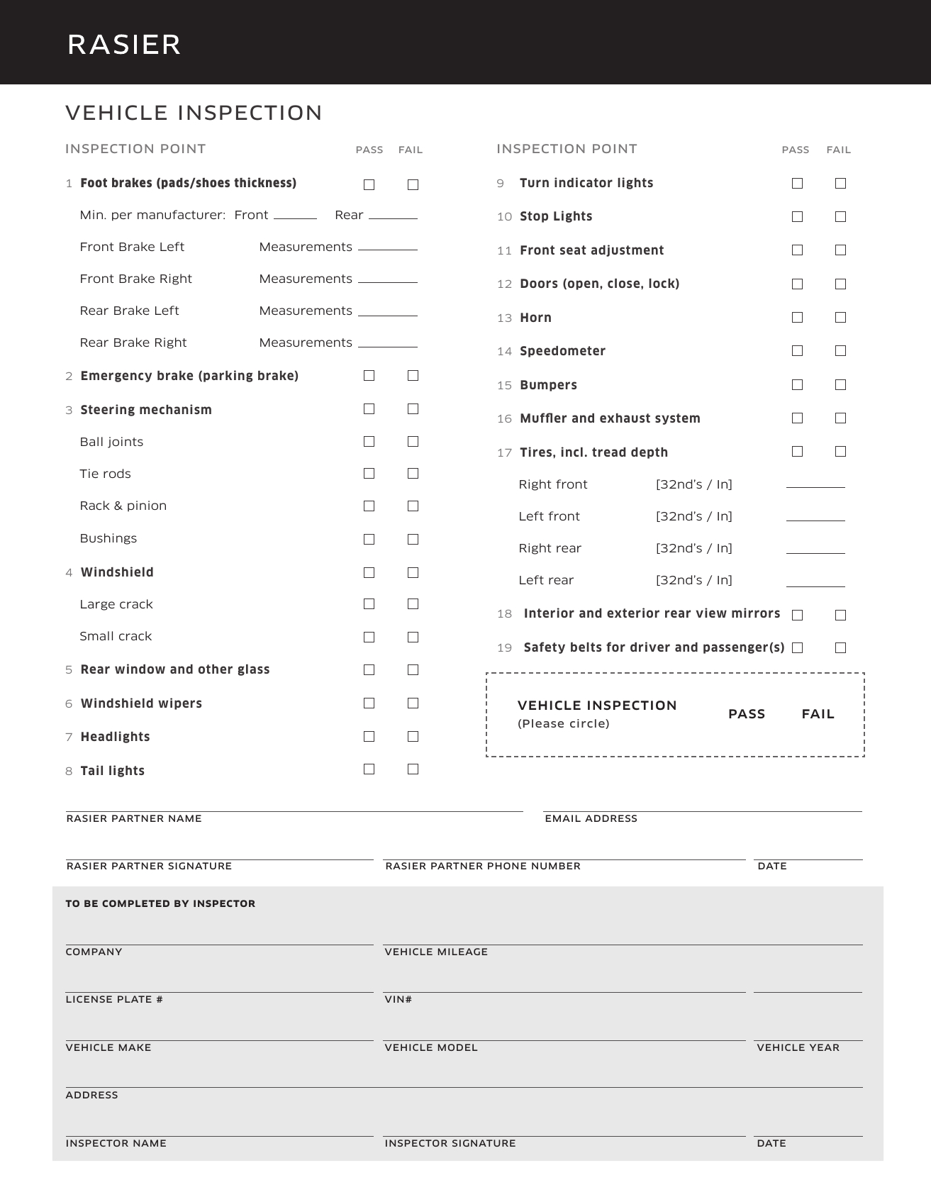 Driver Vehicle Inspection Report Template