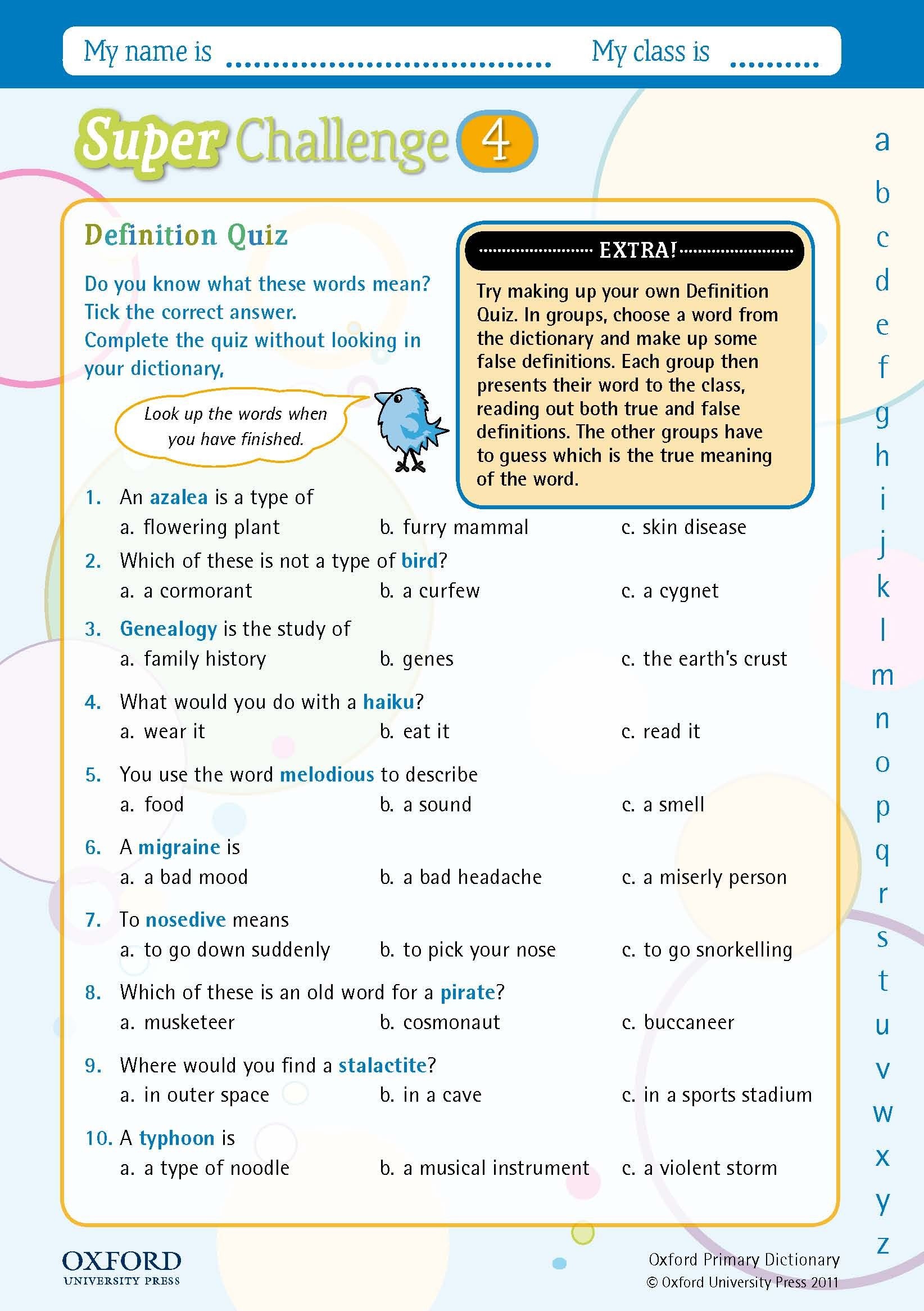 Download Your Free Oxford Primary Dictionary Super Challenge - My Spelling Dictionary Printable Free