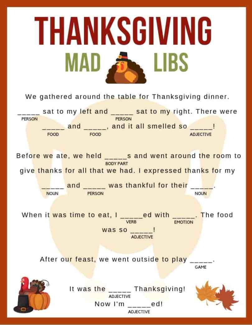Download Your Free Printable Thanksgiving Mad Libs! Kids And Adults - Free Printable Thanksgiving Mad Libs