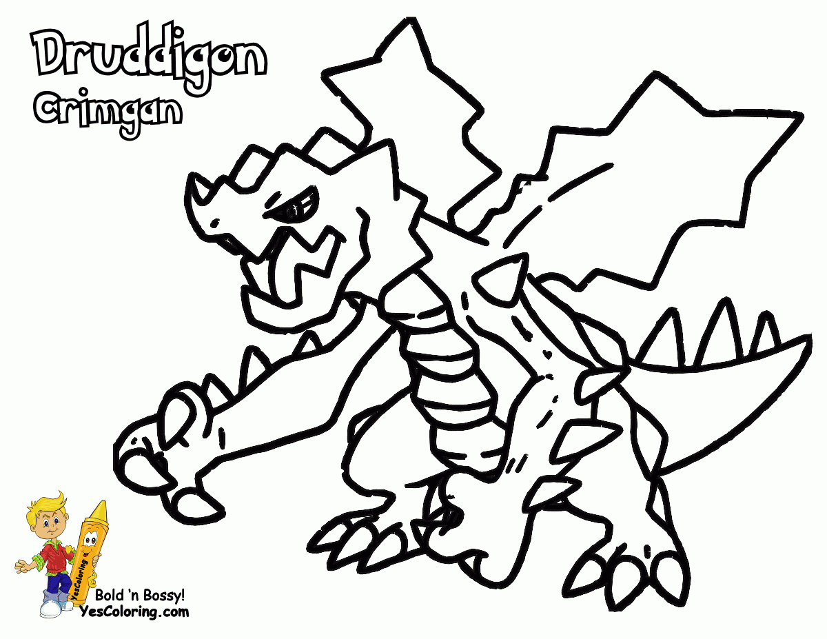 Dynamic Pokemon Black And White Coloring Sheets | Druddigon | Free - Free Printable Coloring Pages Pokemon Black White