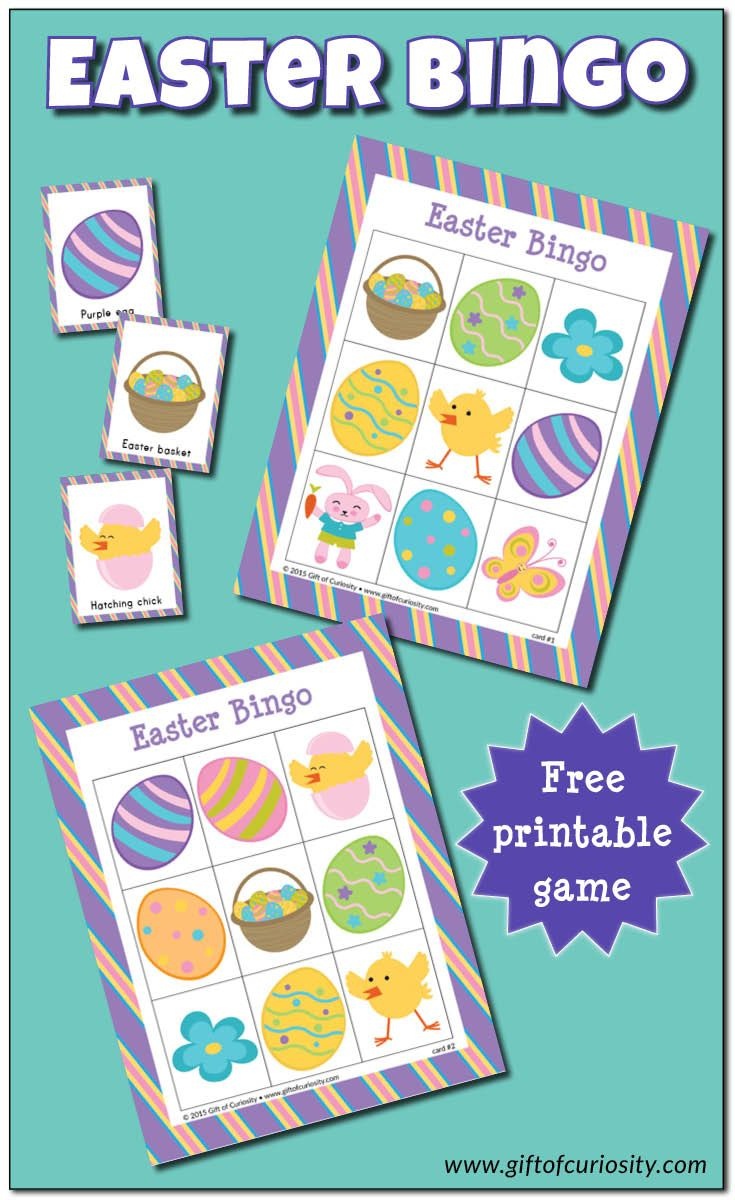 Easter Bingo Game {Free Printable} | Gift Of Curiosity | Easter - Free Printable Religious Easter Bingo Cards