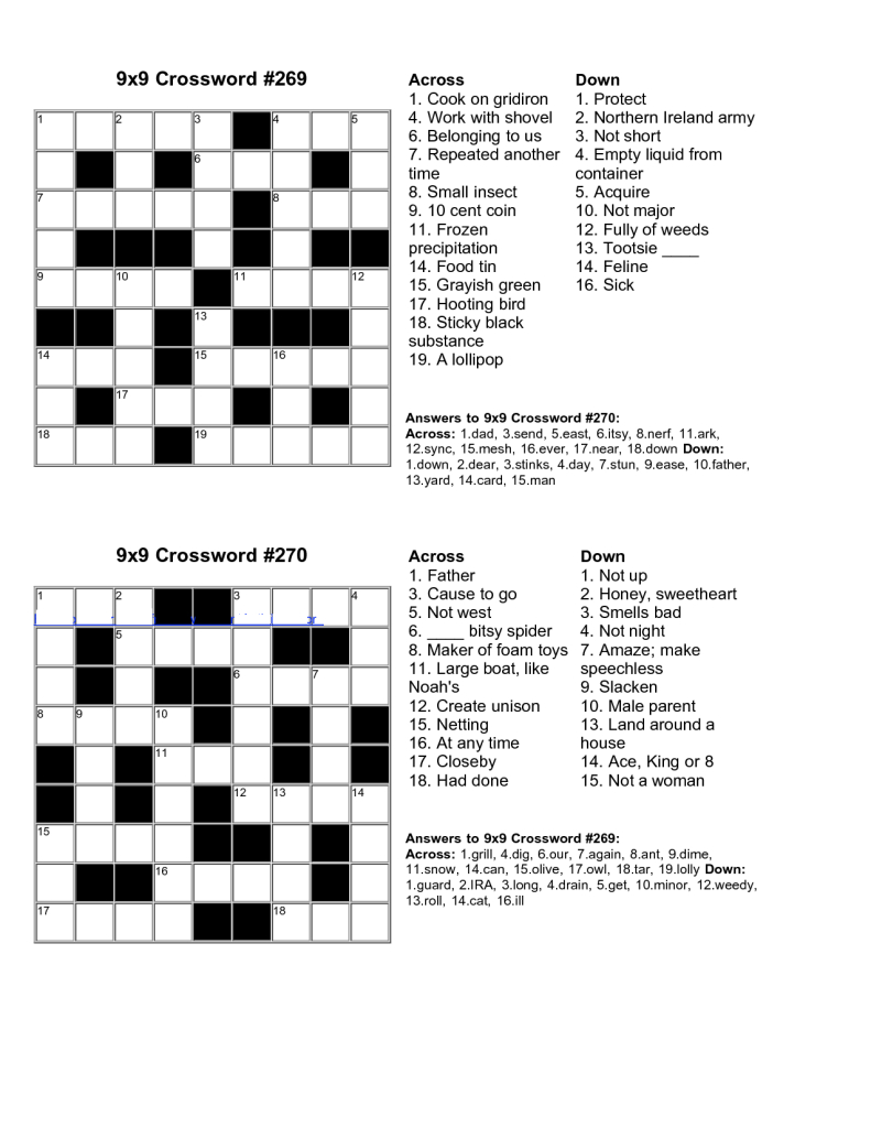 Easy Kids Crossword Puzzles | Kiddo Shelter | Educative Puzzle For - Make Your Own Crossword Puzzle Free Printable