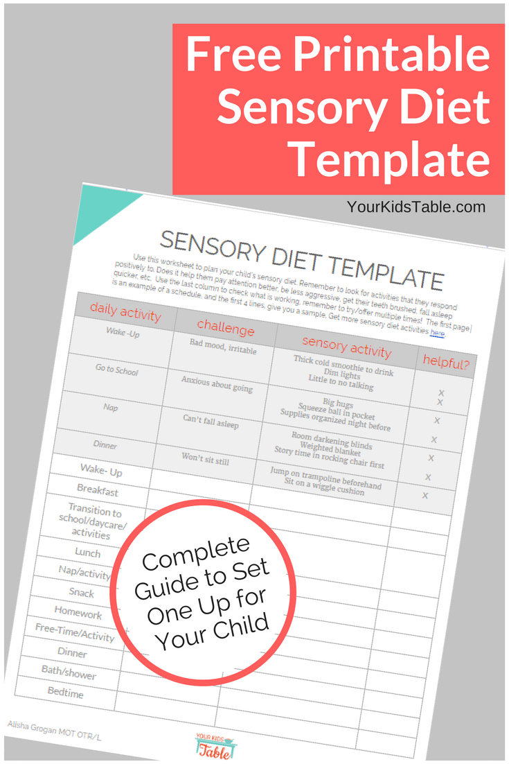 Easy To Use Sensory Diet Template With A Free Pdf | Ot | Sensory - Free Printable Sensory Stories
