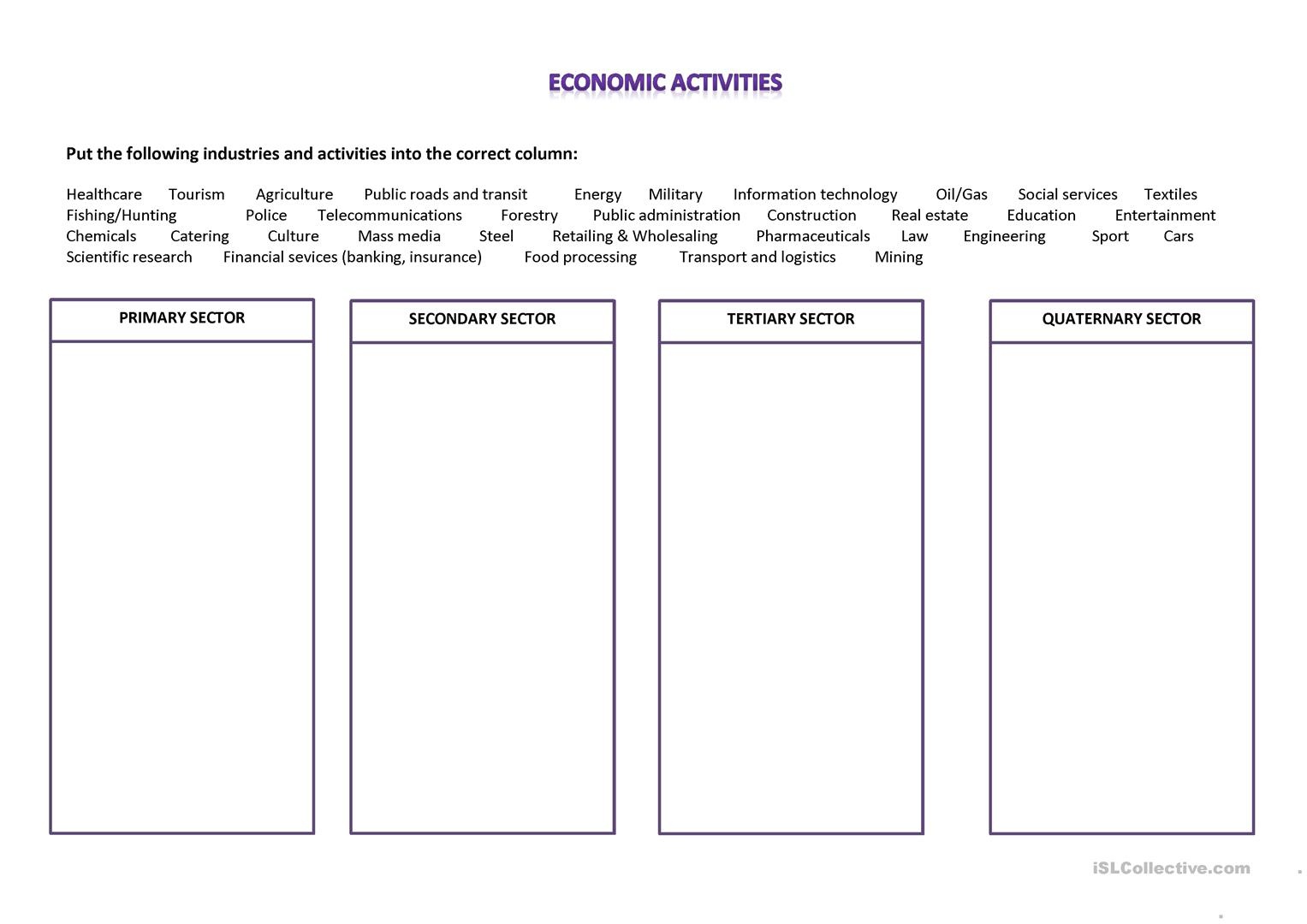 Economic Activities Worksheet - Free Esl Printable Worksheets Made - Free Printable Economics Worksheets