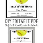 Editable Pdf Sports Team Softball Certificate Diy Award | Etsy   Free Printable Softball Certificates