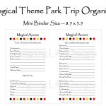 Editable Vacation Planner Magical Theme Park Half Pages 5.5 | Etsy   Free Disney Planning Binder Printables