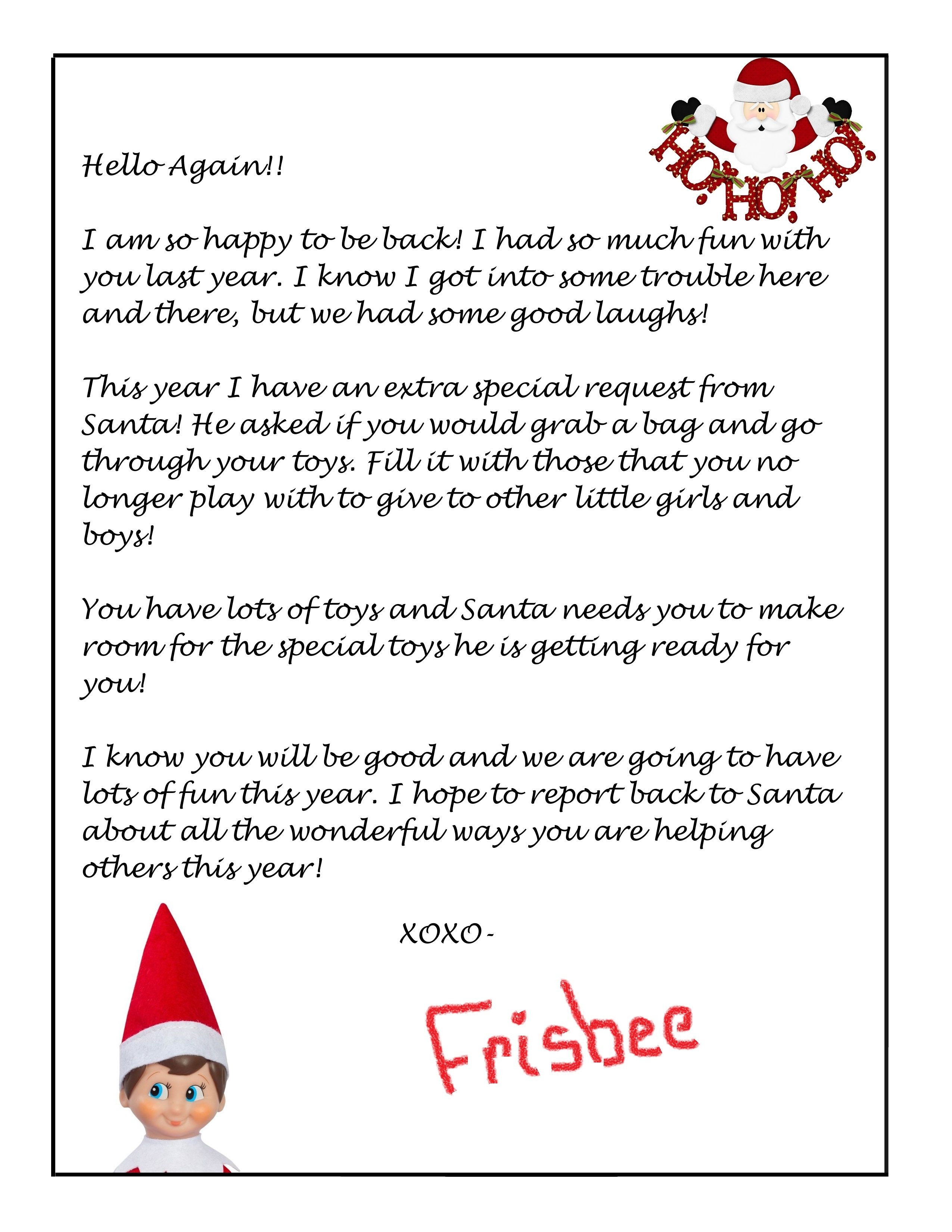 Elf On The Shelf Free Donation Letter Printable | Holidays - Elf On - Elf On The Shelf Welcome Back Letter Free Printable