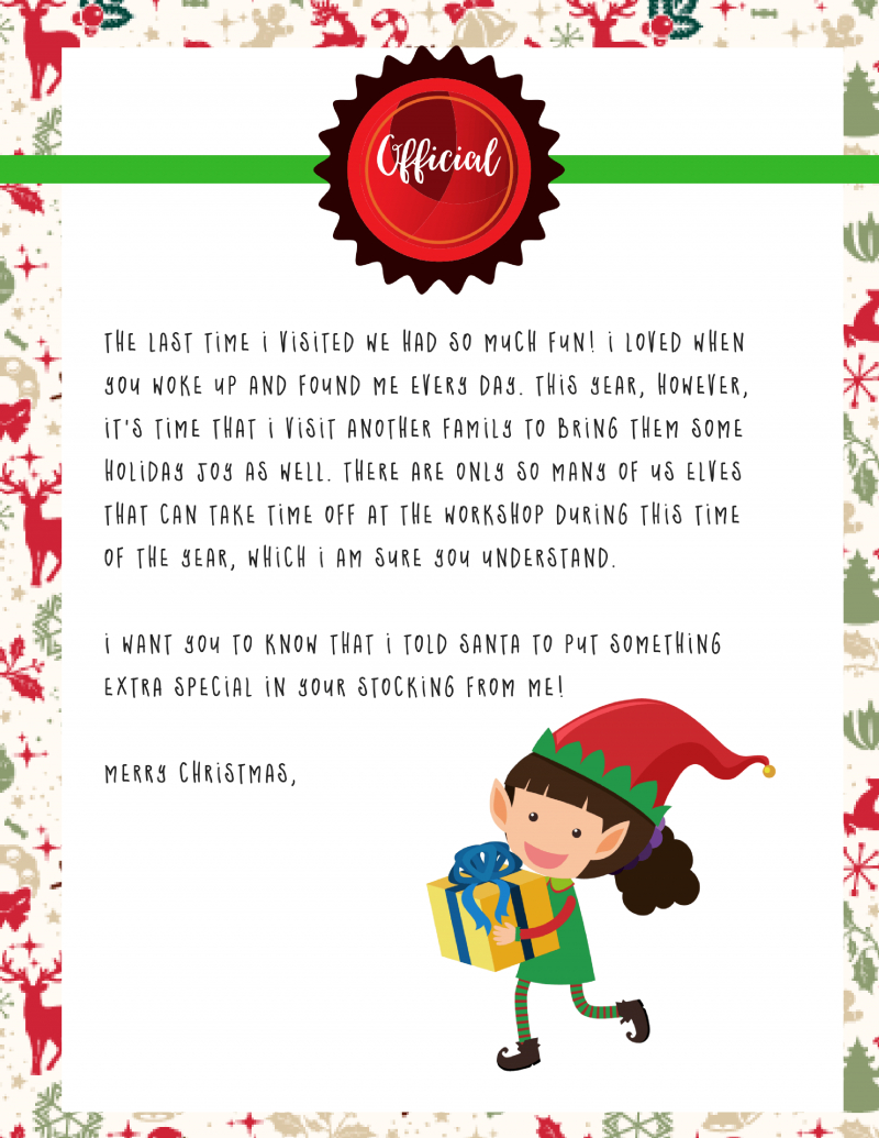 Elf On The Shelf Goodbye Letter : Free Printable - - Elf On The Shelf Goodbye Letter Free Printable