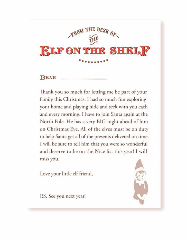 Goodbye Letter From Elf On The Shelf Free Printable