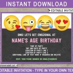 Emoji Party Invitations Template | Printable Emoji Theme Invite   Free Emoji Party Printables