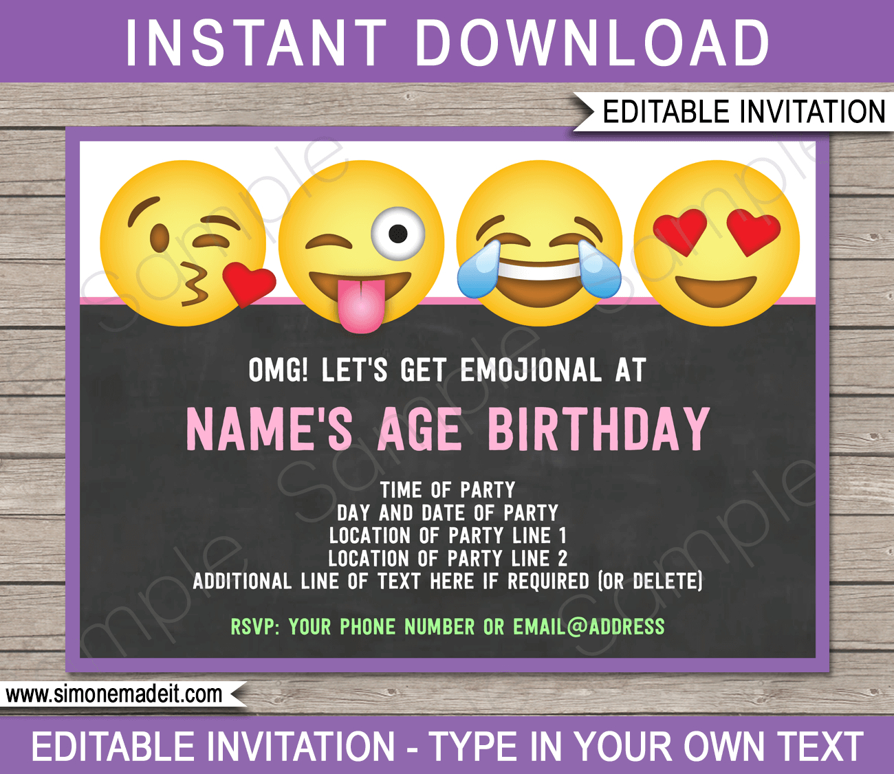 Emoji Party Invitations Template | Printable Emoji Theme Invite - Free Emoji Party Printables