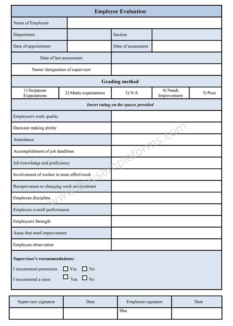 Employee Evaluation Template | Projects To Try | Evaluation Employee - Free Employee Self Evaluation Forms Printable