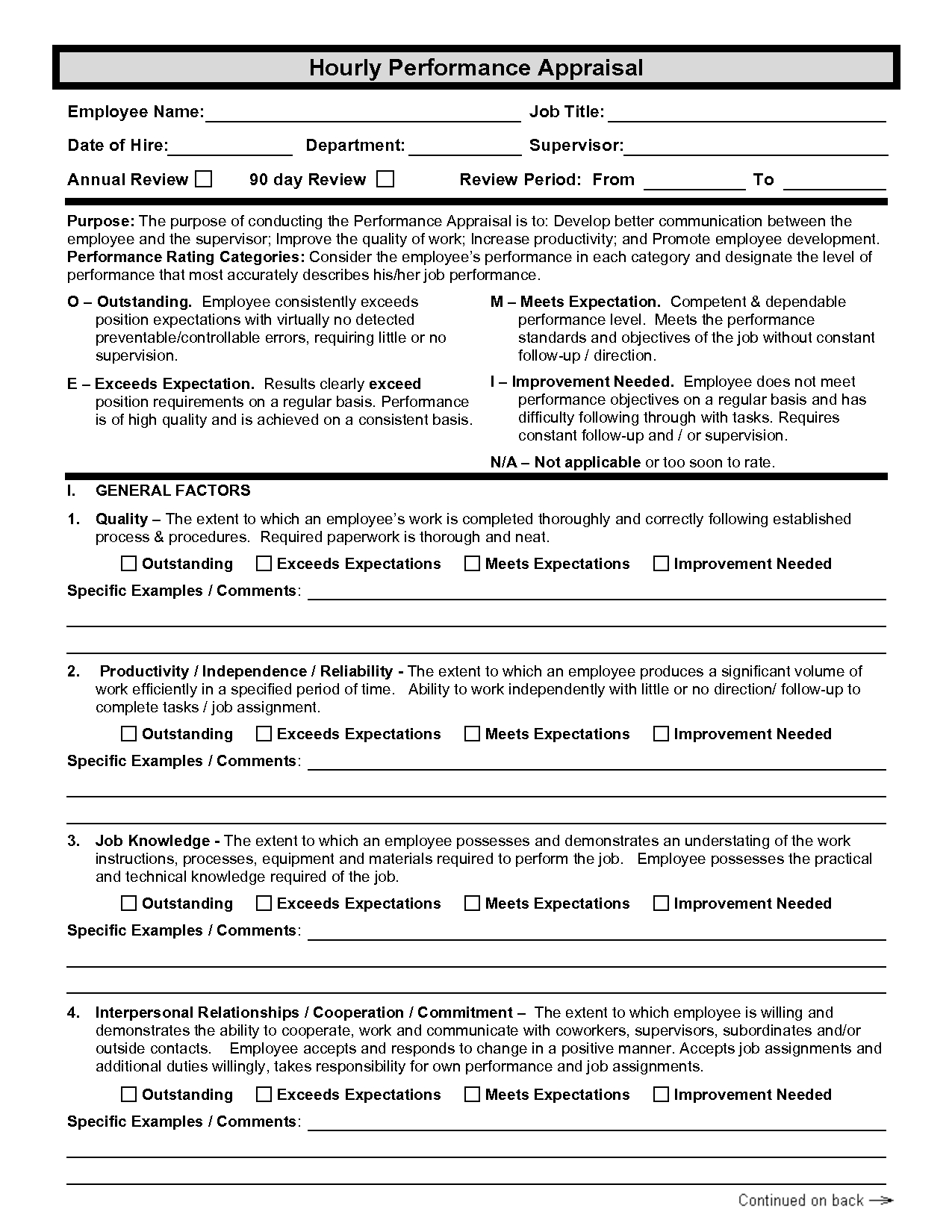 Employee Review Template Word - Google Search | Peached | Employee - Free Employee Evaluation Forms Printable