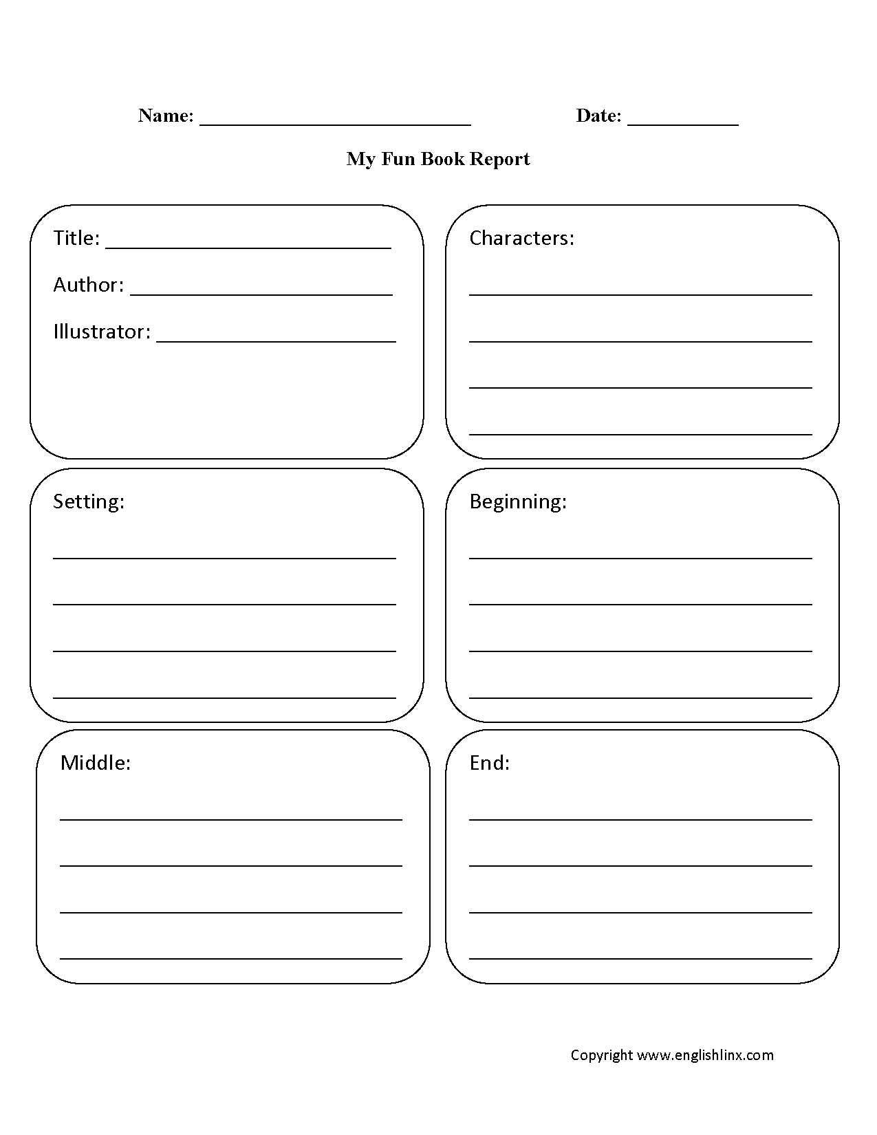 Englishlinx | Book Report Worksheets - Free Printable Book Report Forms