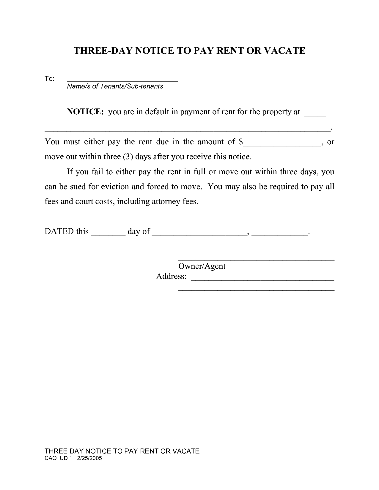 Eviction Notice Template | Scope Of Work Template | Ideas For The - Free Printable Eviction Notice