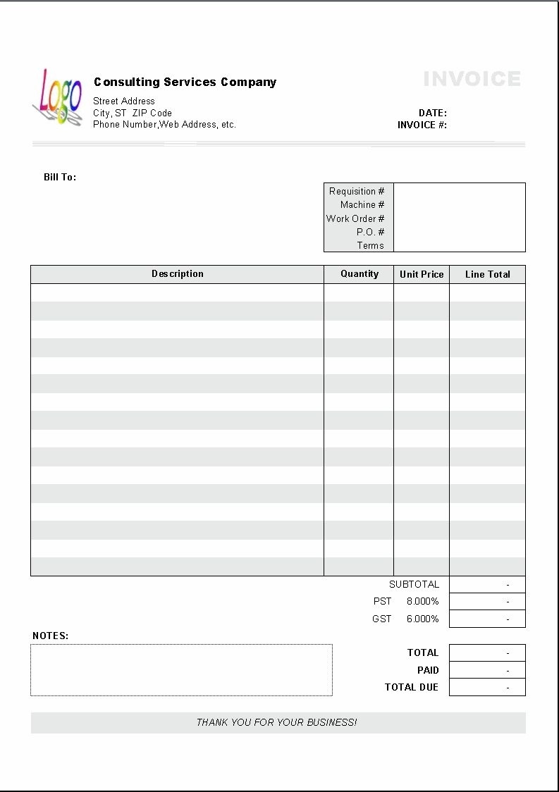 Excel Based Consulting Invoice Template Excel Invoice Manager - Free Printable Work Invoices