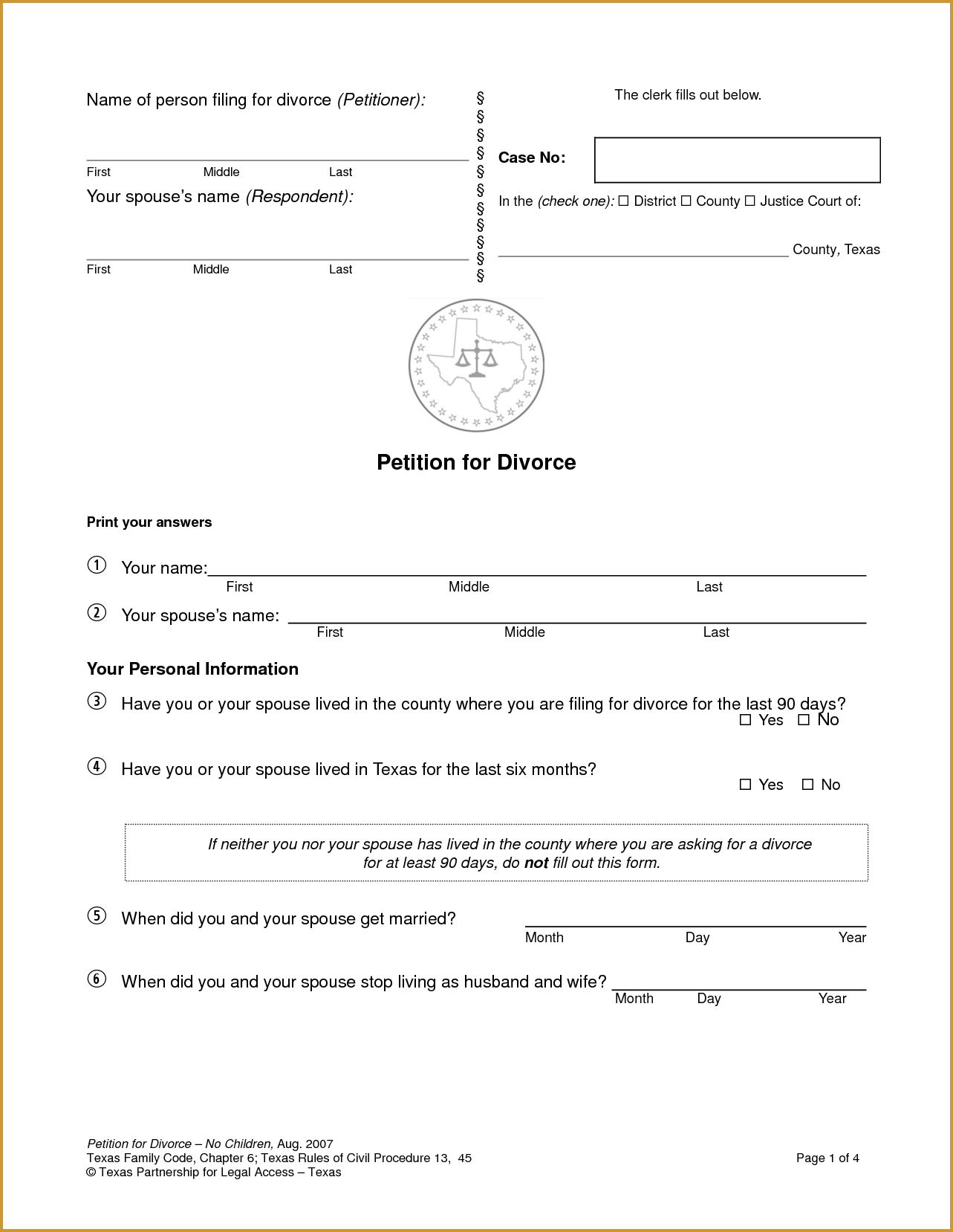 Fake Divorce - Tutlin.psstech.co - Free Printable Divorce Papers For Illinois