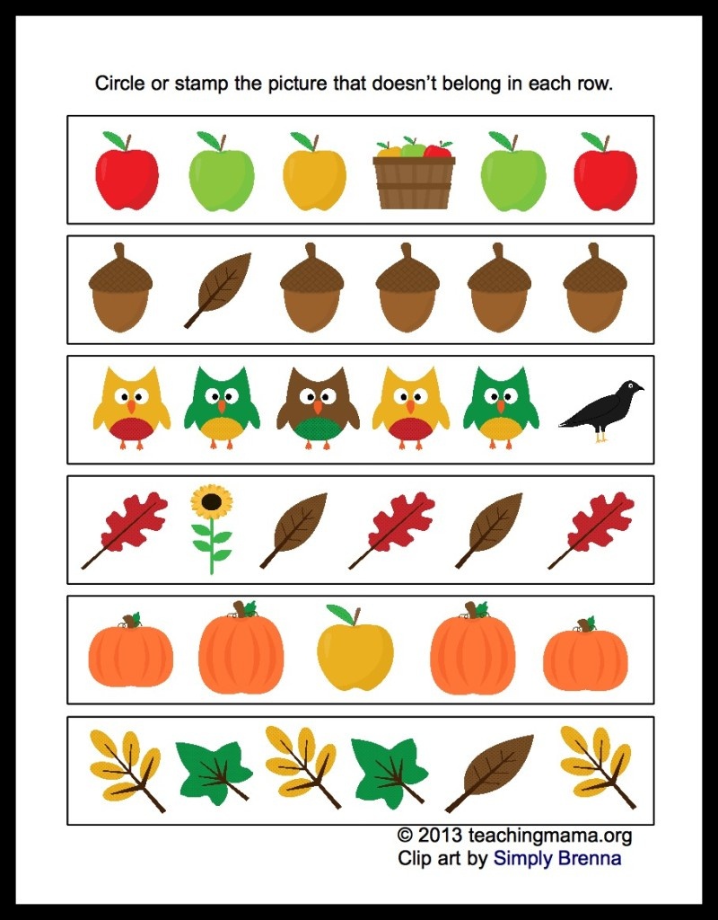 Fall Math Packet For Preschoolers - Free October Preschool Printables