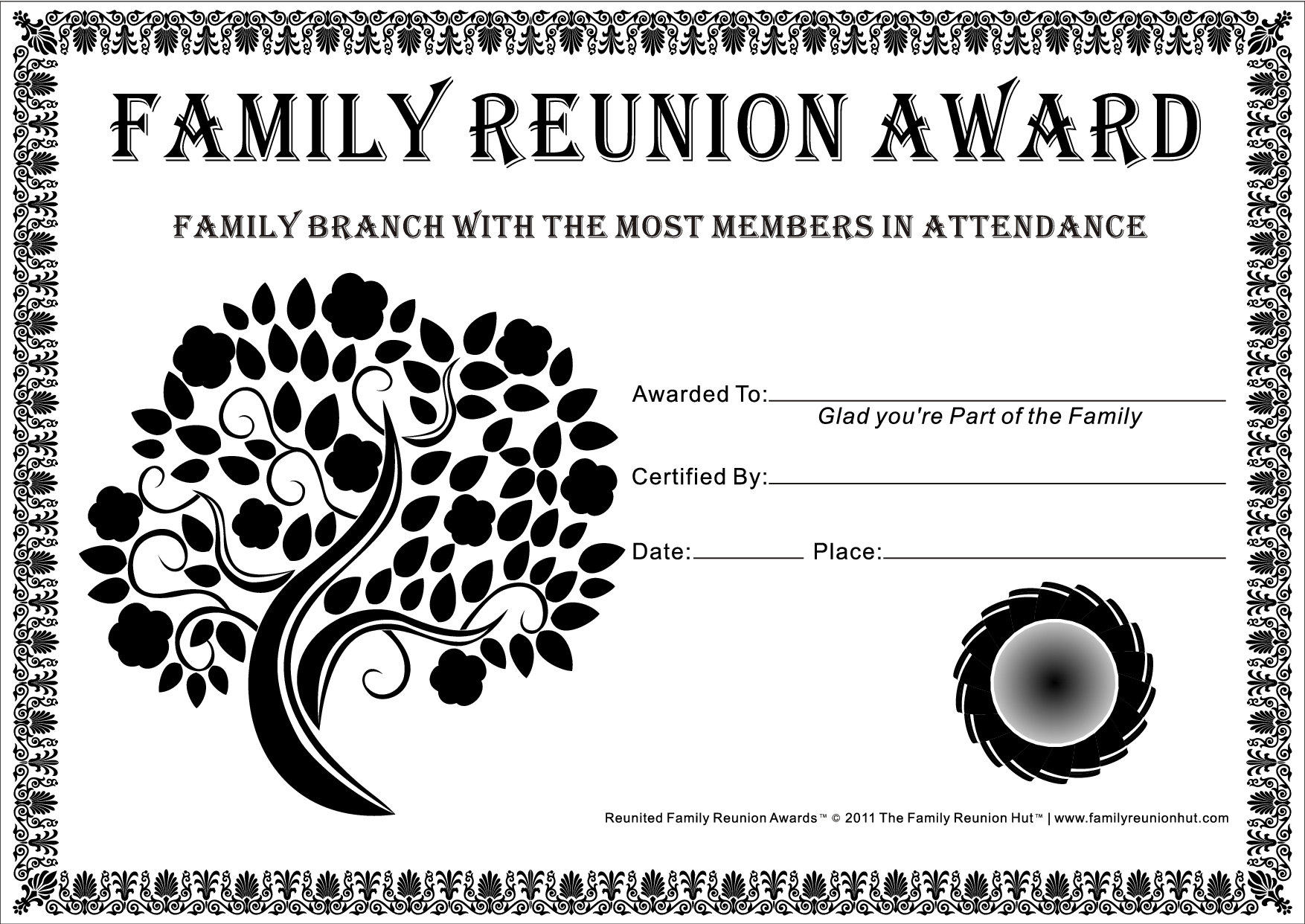 Family Reunion Certificates - Tree In Bloom 2 Is A Free Family - Free Printable Family Reunion Awards