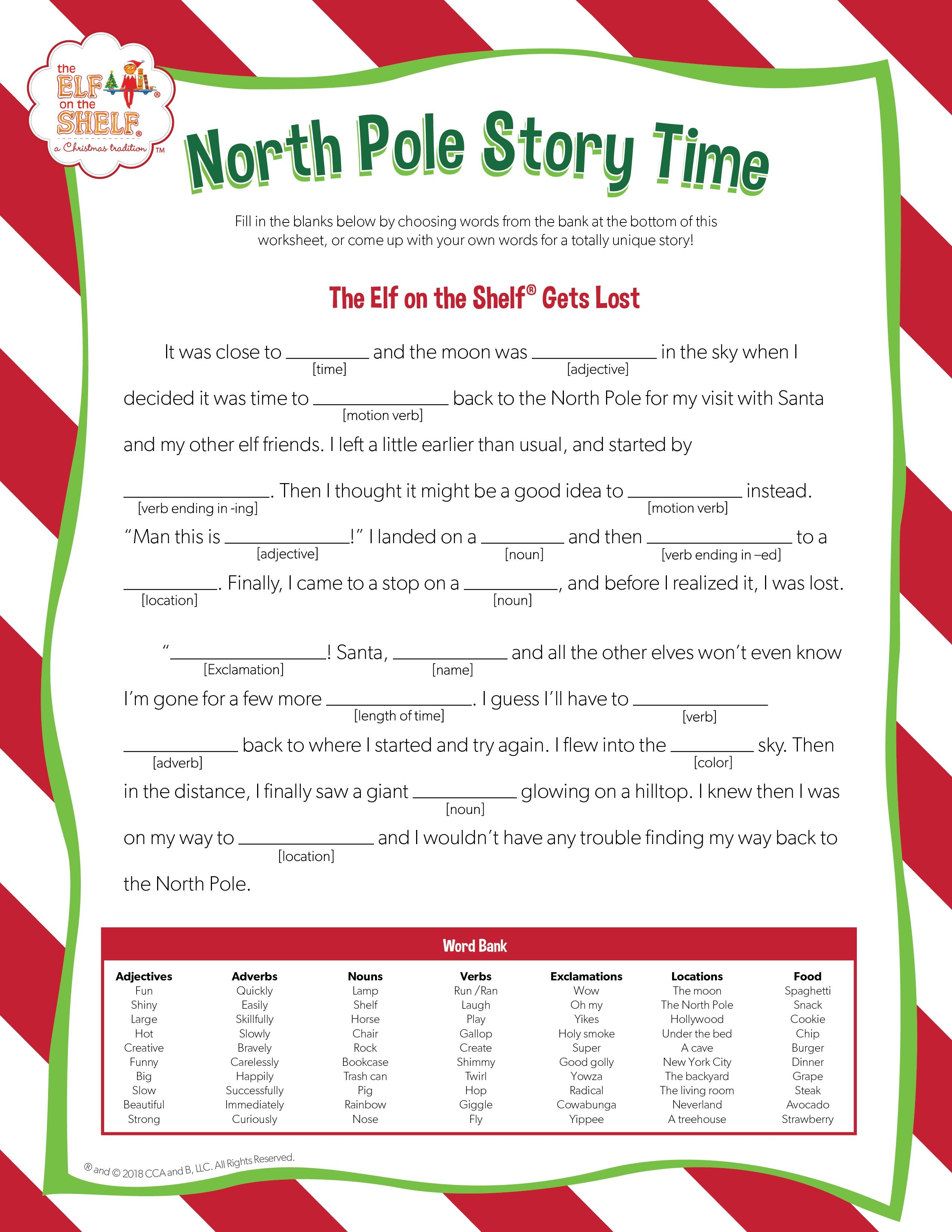 Family Story Time Activities | Elf On The Shelf | Elf On The Shelf - Free Printable Elf On The Shelf Story
