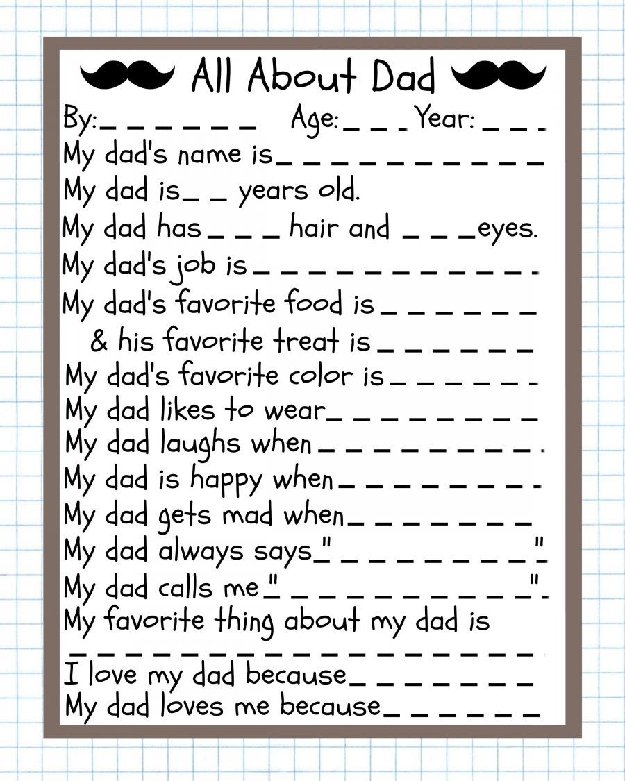 Father s Day Printable Round Up Free Printable Dad Questionnaire