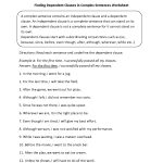 Finding Dependent Clauses Complex Sentences Worksheets | Art Things   Free Printable Simple Sentences Worksheets