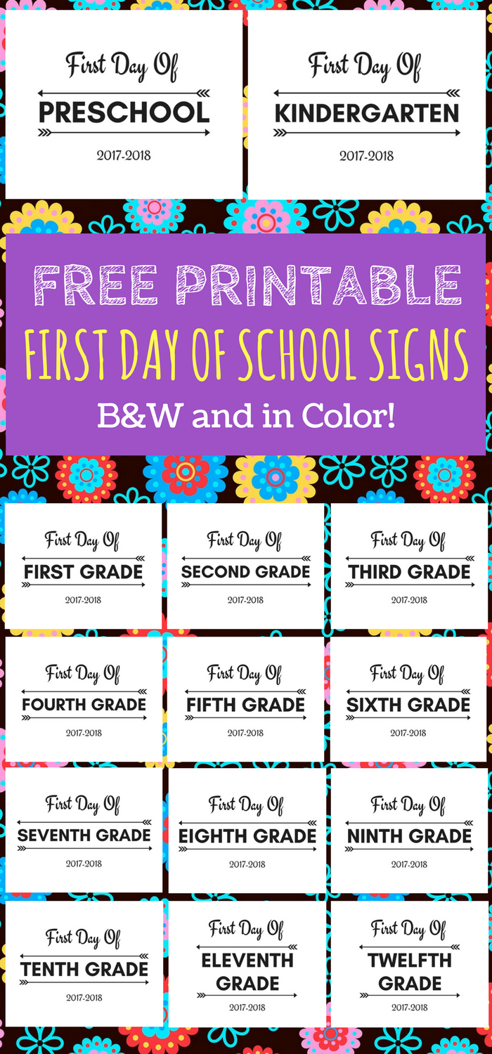 First Day Of School Printable Free 2017-2018 School Year | Print - Free First Day Of School Printables 2018