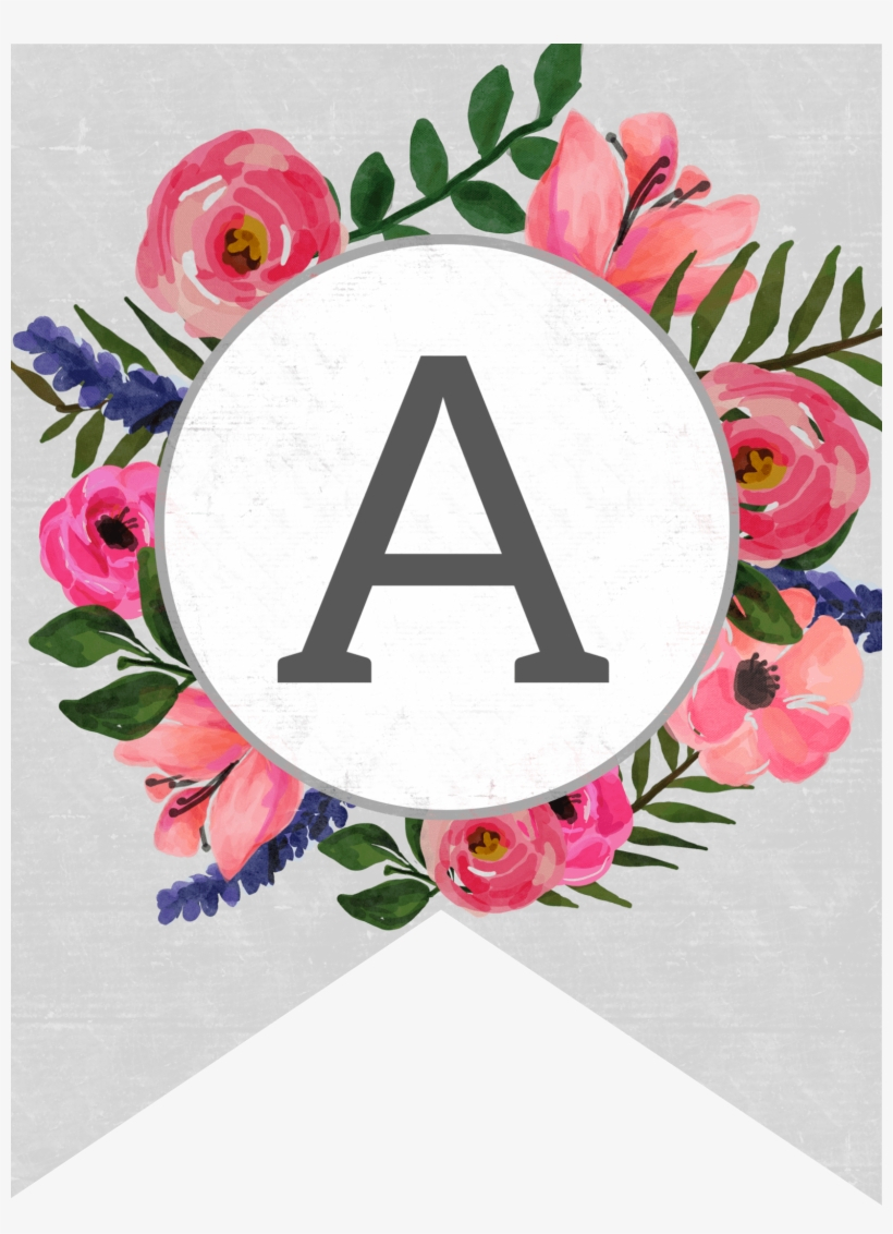 Floral Alphabet Banner Letters Free Printable - Free Printable - Free Printable Abc Banner