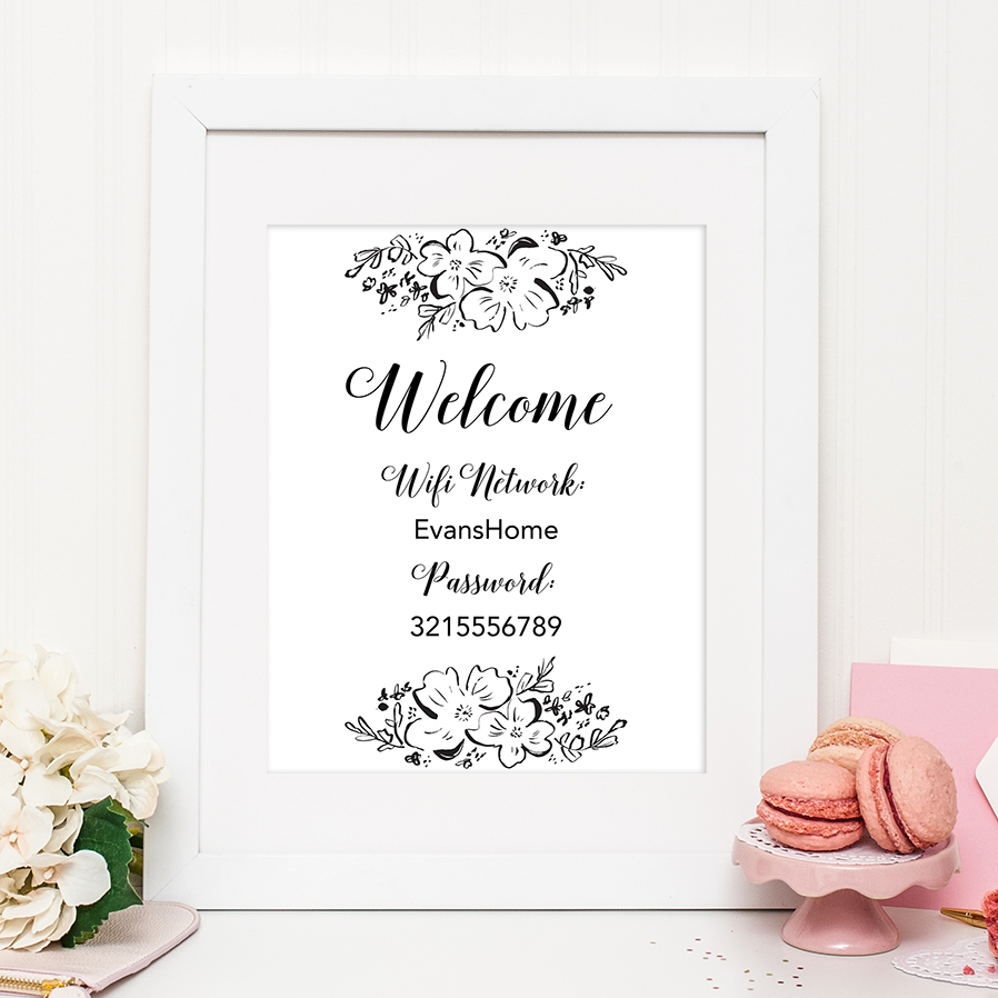 Floral Wifi Password Sign - Chicfetti - Free Printable Wifi Sign