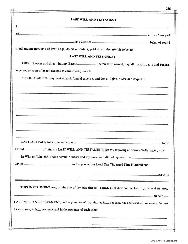 Florida Last Will And Testament Form Unique Free Printable Last Will - Free Printable Blank Last Will And Testament
