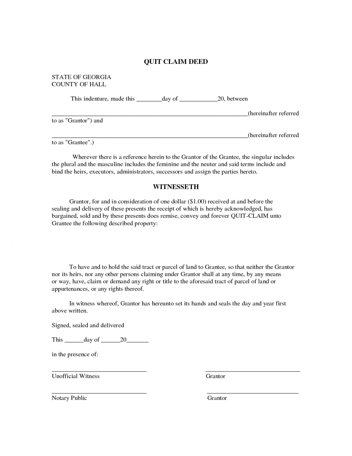 Form: Free Printable Quit Claim Deed Form – Invoice And Resume - Free Printable Quit Claim Deed Form Indiana