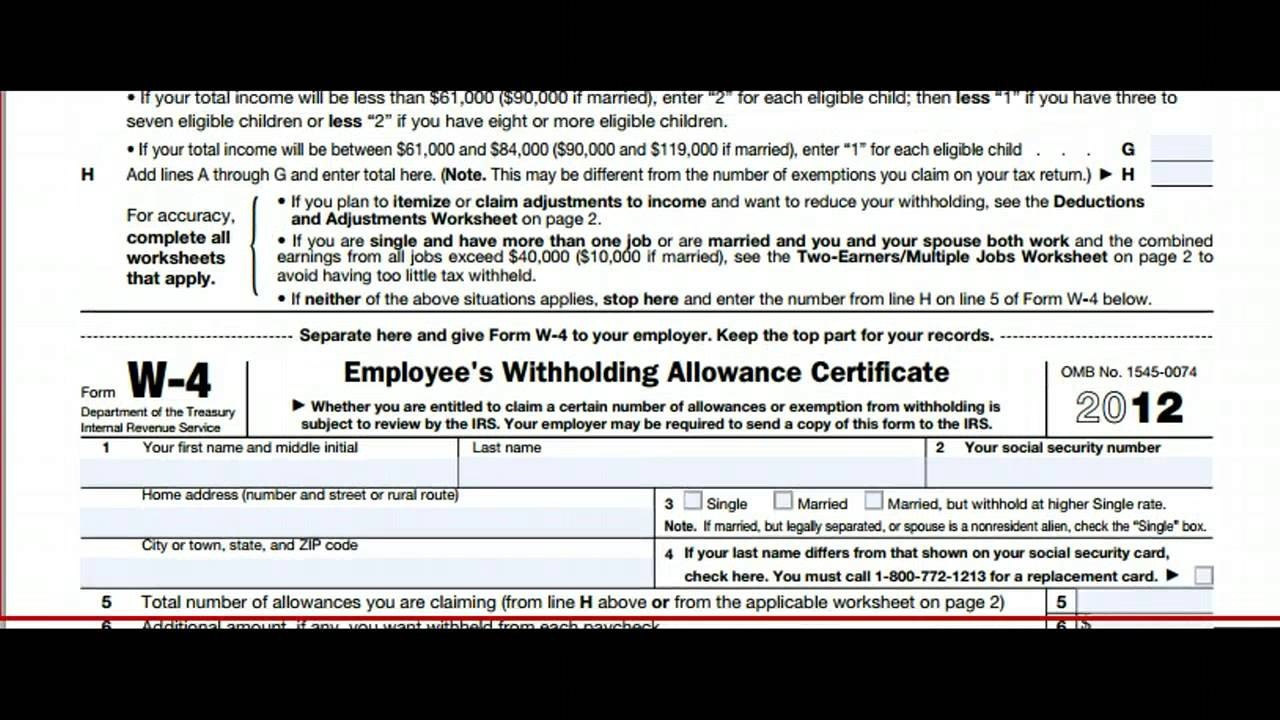 Form W-4 Tutorial - Youtube - Form W 4 2013 Free Printable