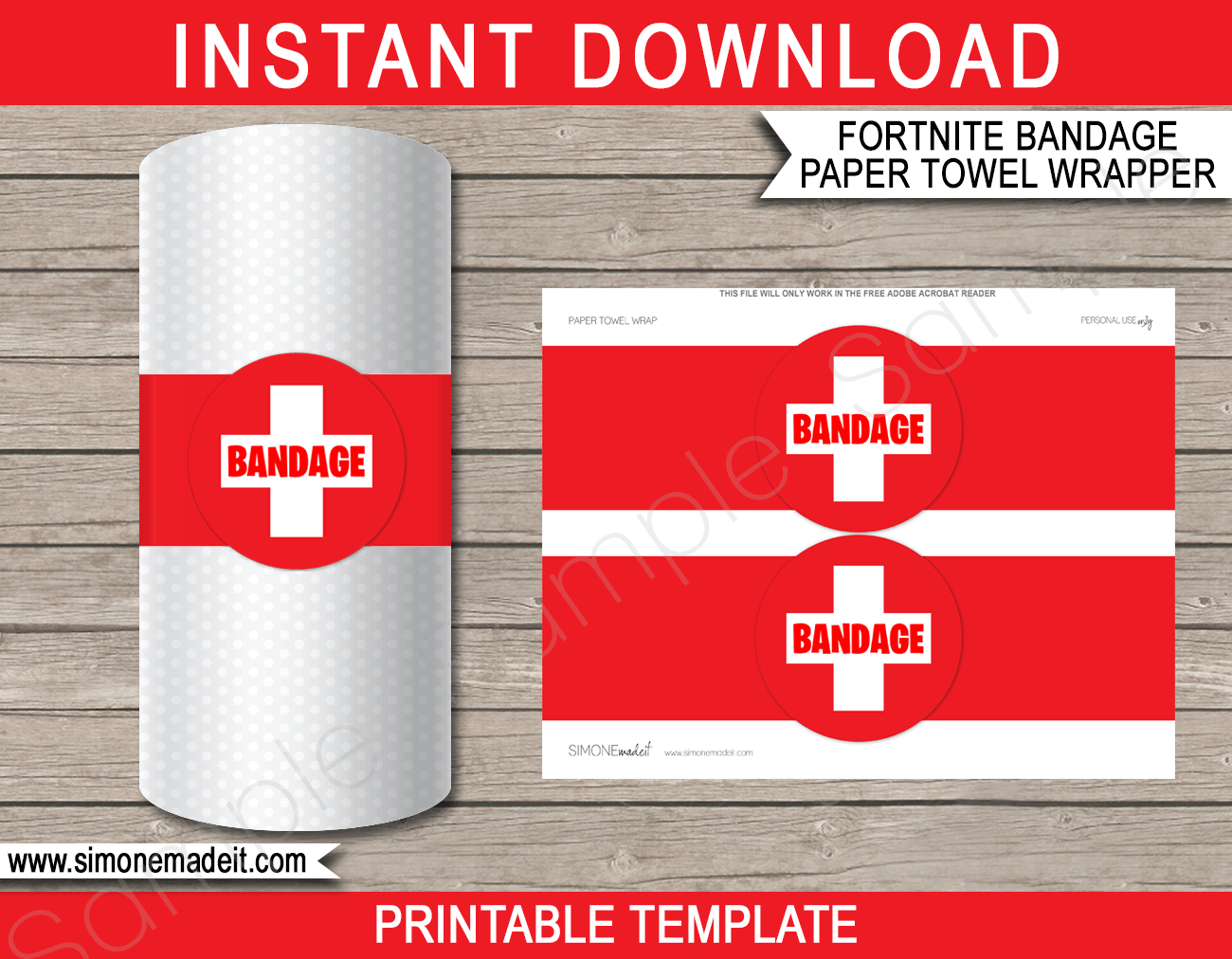 Fortnite Bandage Paper Towel Printable Template | Fortnite Decorations - Fortnite Free Printables