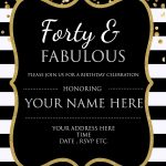 Forty & Fabulous : 40Th Birthday Invitation Template   Psd   40Th Birthday Free Printables