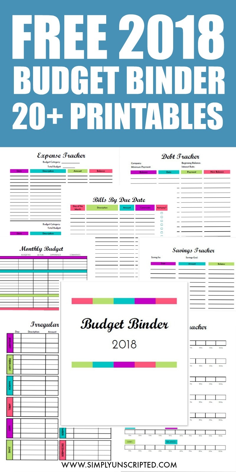 Free 2018 Budget Binder Printables - Simply Unscripted - Budget Binder Printables 2018 Free