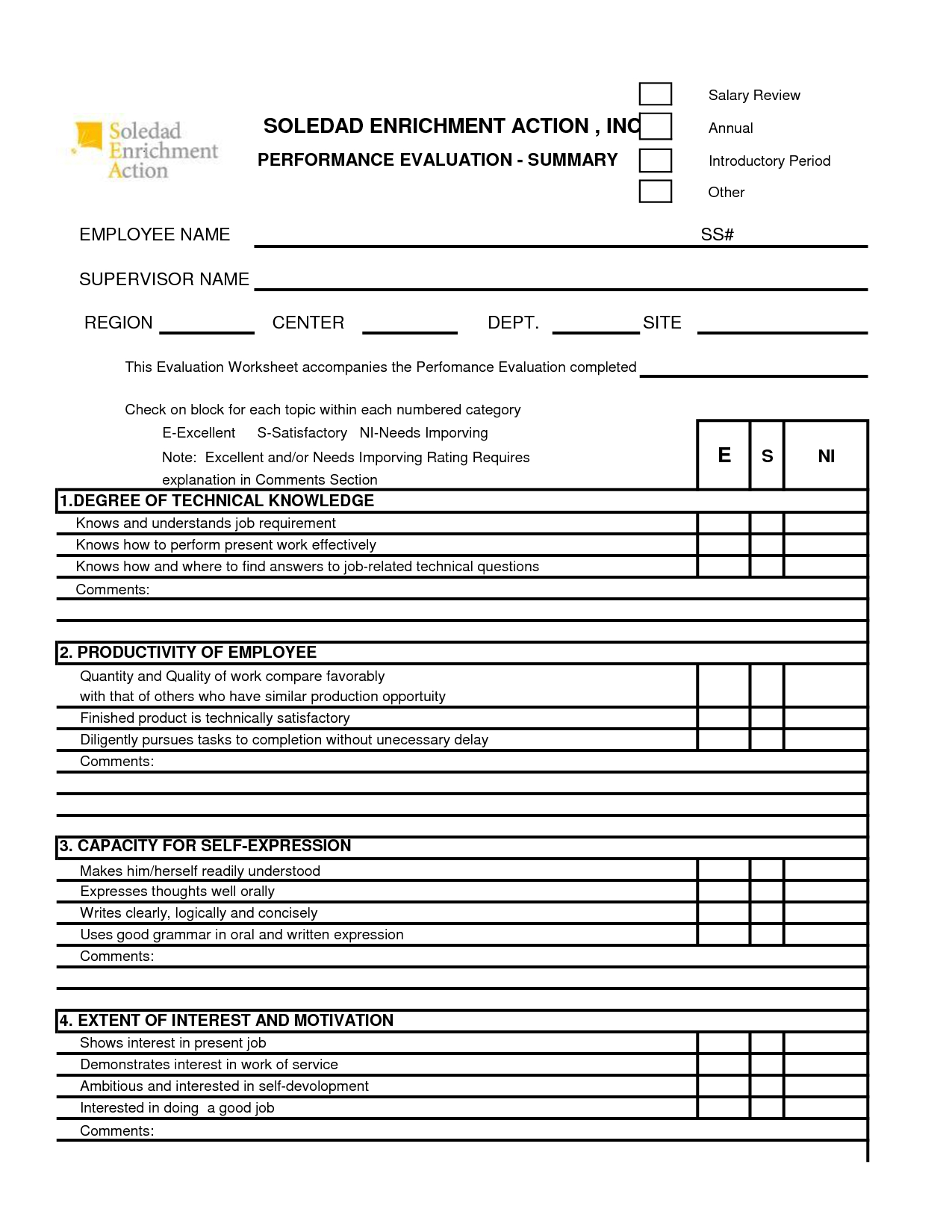 Free 360 Performance Appraisal Form - Google Search | The Career - Free Employee Self Evaluation Forms Printable