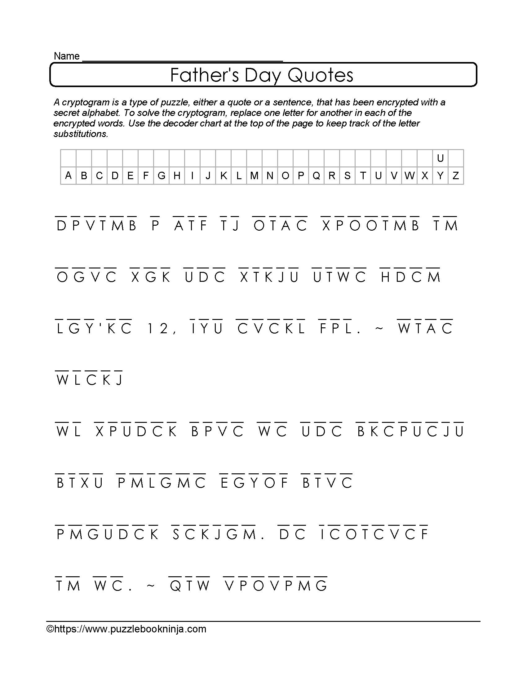 Printable Cryptogram Puzzles For Adults