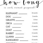 Free Baby Shower Games Printable {Animal Pregnancies}   Paper Trail   Free Printable Baby Shower Games For Large Groups